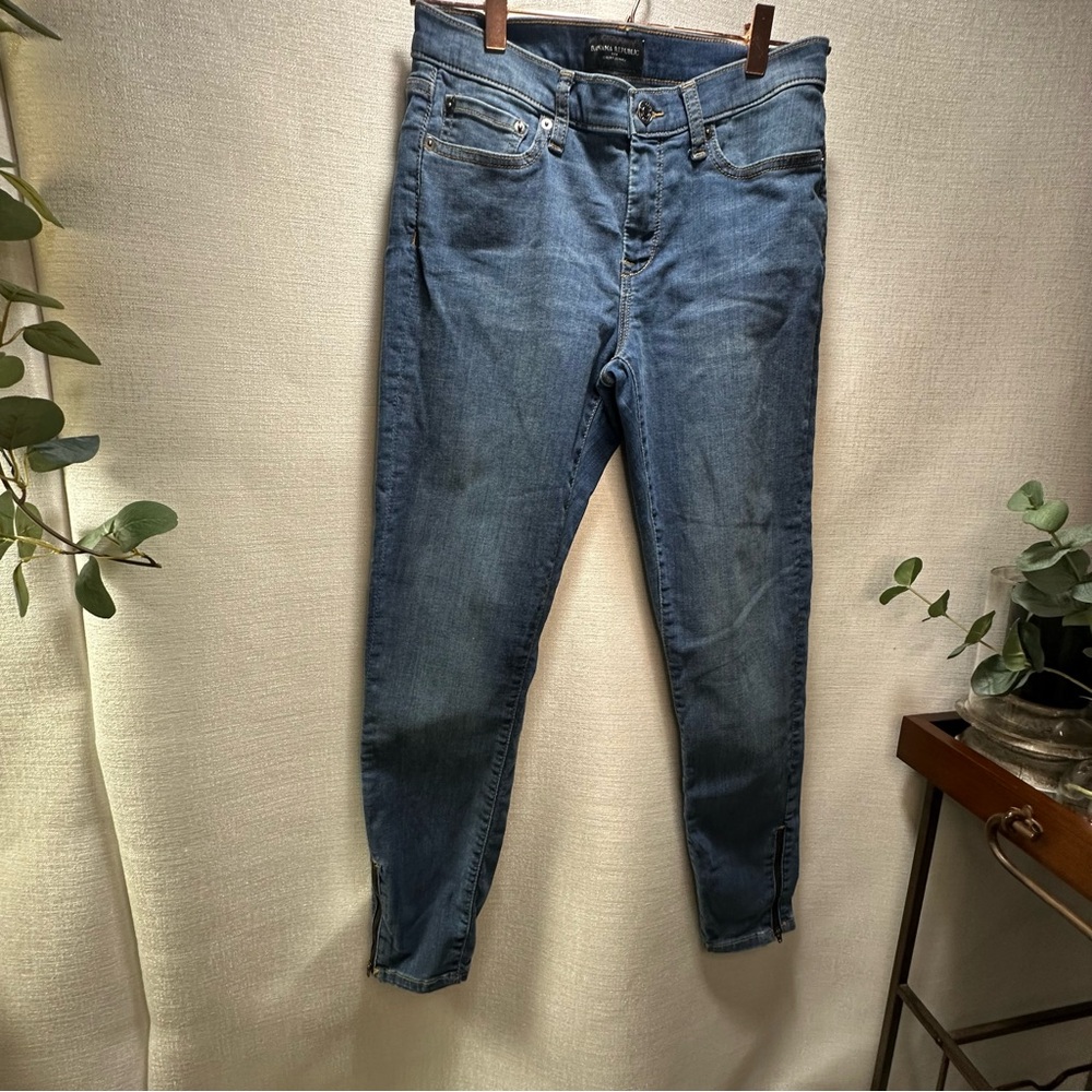 Banana Republic Women Sculpt Skinny Jeans Blue Medium Wash Zipper Bottom 27/4